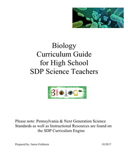 Biology Curriculum Guide for High School SDP Science Teachers