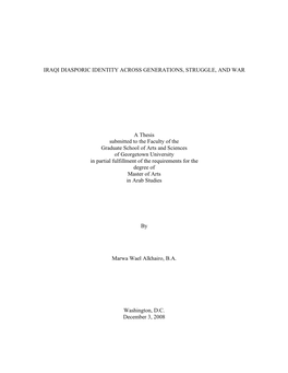 Iraqi Diasporic Identity Across Generations, Struggle, and War