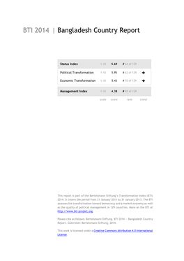 Bangladesh Country Report BTI 2014