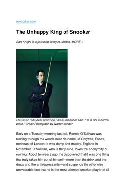 The Unhappy King of Snooker