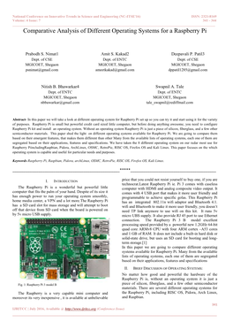 Comparative Analysis of Different Operating Systems for a Raspberry Pi