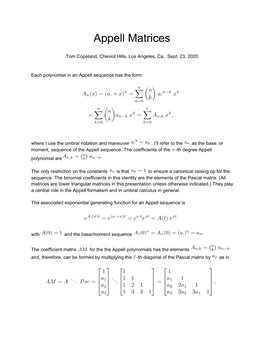 Appell Matrices