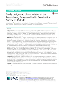 Study Design and Characteristics of the Luxembourg European Health
