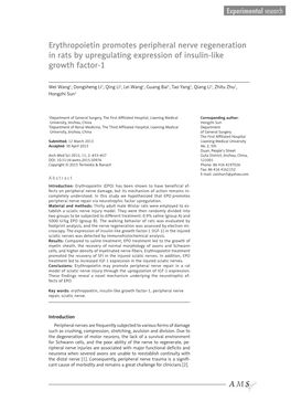 Erythropoietin Promotes Peripheral Nerve Regeneration in Rats by Upregulating Expression of Insulin-Like Growth Factor-1