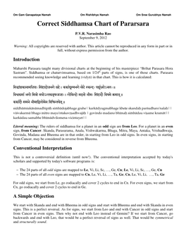 Correct Siddhamsa Chart of Parasara