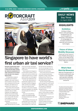 Singapore to Have World's First Urban Air Taxi Service?