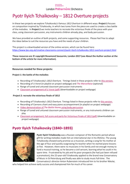 Pyotr Ilyich Tchaikovsky – 1812 Overture Projects