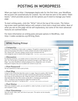 Posting in Wordpress