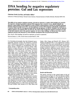 DNA.Bending by Negative Regulatory Proteins: Gal and Lac Repressors