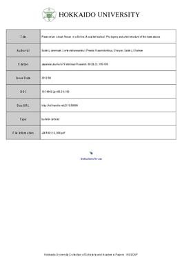 Plasmodium Circumflexum in a Shikra (Accipiter Badius): Phylogeny and Ultra-Structure of the Haematozoa