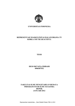 Universitas Indonesia Representasi Maskulinitas Dalam Drama Tv Korea You're Beautiful Tesis Desi Oktafia Fribadi 0906587552 Fa