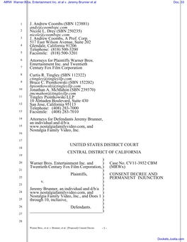 CONSENT DECREE and PERMANENT INJUNCTION Re