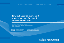 Evaluation of Certain Food Additives