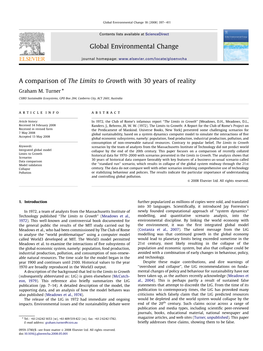 A Comparison of the Limits to Growth with 30 Years of Reality ARTICLE in PRESS Global Environmental Change