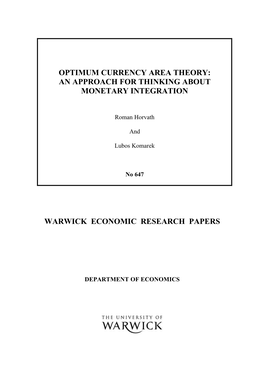 Optimum Currency Area Theory: an Approach for Thinking About Monetary Integration