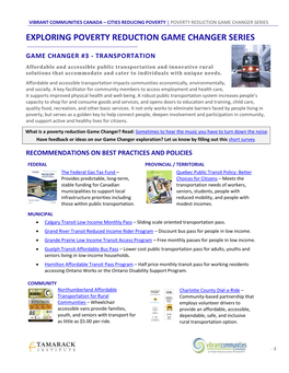 Exploring Poverty Reduction Game Changer Series