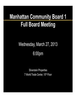 Manhattan Community Board 1 Full Board Meeting