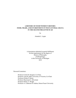 FOOD, TRADE, and ENVIRONMENT in WEST-CENTRAL GHANA in the SECOND MILLENNIUM AD by Am