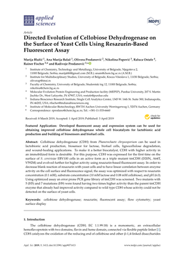 Directed Evolution of Cellobiose Dehydrogenase on the Surface of Yeast Cells Using Resazurin-Based Fluorescent Assay