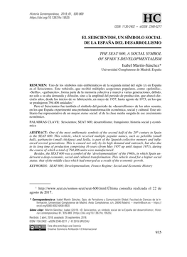 El Seiscientos, Un Símbolo Social De La España Del Desarrollismo