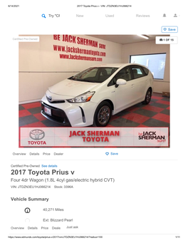 2017 Toyota Prius V - VIN: JTDZN3EU1HJ066214