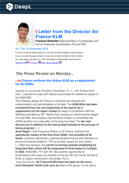 Letter from the Director Air France-KLM