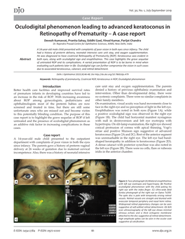 DJO Oculodigital Phenomenon Leading to Advanced Keratoconus in Retinopathy of Prematurity – a Case Report