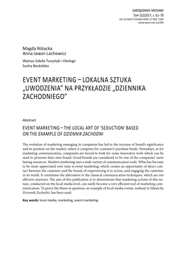 Event Marketing – Lokalna Sztuka „Uwodzenia” Na Przykładzie „Dziennika Zachodniego”