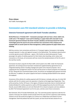 Connexxion Uses IVU Standard Solution to Provide E-Ticketing