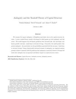 Ambiguity and the Tradeoff Theory of Capital Structure