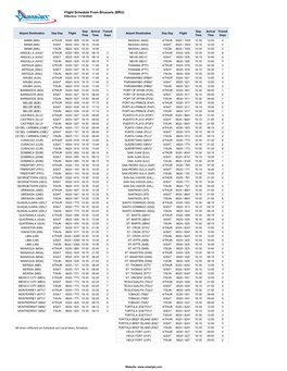 Flight Schedule from Brussels (BRU) Effective: 11/16/2020