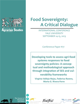 Developing Tools to Assess Agri-Food Systems Responses to Food Sovereignty Policies