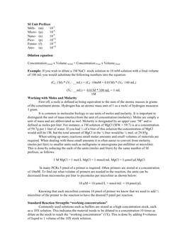 SI Unit Prefixes Milli- (M) 10-3 Micro- (Μ) 10-6 Nano