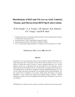 Distributions of H2O and CO2 Ices on Ariel, Umbriel, Titania, and Oberon from IRTF/Spex Observations