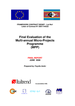 Final Evaluation of the Multi-Annual Micro-Projects Programme (MPP)
