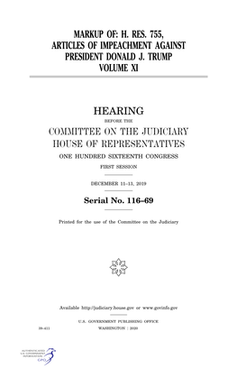 H. Res. 755, Articles of Impeachment Against President Donald J. Trump Volume Xi