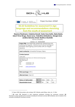 D2.22 Guidelines for Assessment in Sign Language And