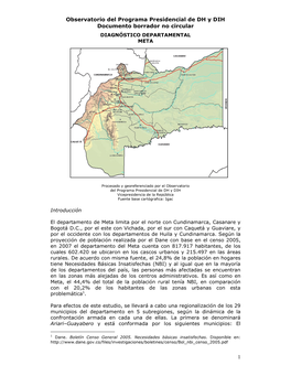 Observatorio Del Programa Presidencial De DH Y DIH Documento Borrador No Circular DIAGNÌSTICO DEPARTAMENTAL META