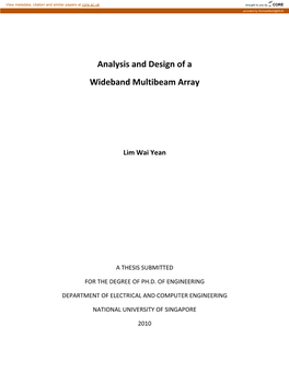 Analysis and Design of a Wideband Multibeam Array