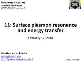 Surface Plasmon Resonance and Energy Transfer