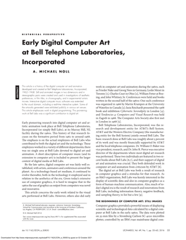 Early Digital Computer Art at Bell Telephone Laboratories, Incorporated