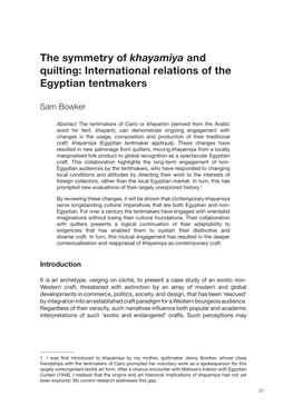The Symmetry of Khayamiya and Quilting: International Relations of the Egyptian Tentmakers