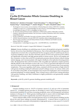 Cyclin E2 Promotes Whole Genome Doubling in Breast Cancer