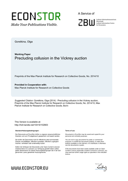 Precluding Collusion in the Vickrey Auction