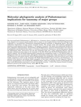 Molecular Phylogenetic Analysis of Podostemaceae: Implications for Taxonomy of Major Groups
