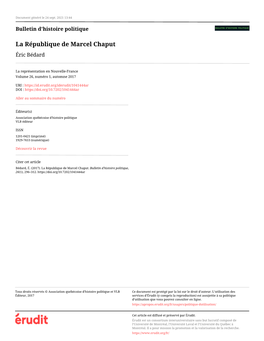 La République De Marcel Chaput Éric Bédard