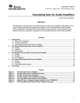 Calculating Gain for Audio Amplifiers (Rev. A)