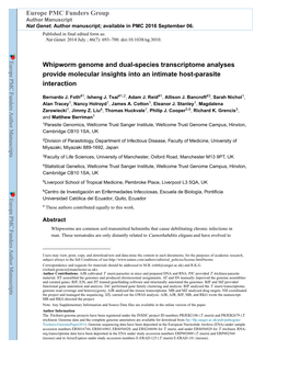 Whipworm Genome and Dual-Species Transcriptome Analyses Provide Molecular Insights Into an Intimate Host-Parasite Interaction