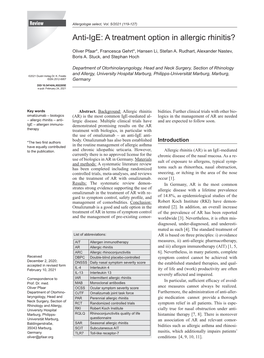 Anti-Ige: a Treatment Option in Allergic Rhinitis?