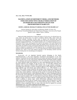 Manipulation of Different Media and Methods for Cost-Effective Characterization of Escherichia Coli Strains Collected from Different Habitats